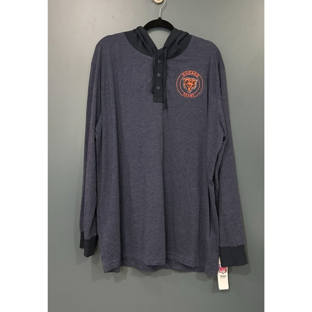 NWT Chicago Bears NFL Team Apparel Hoodie Henley Shirt Men's 2XL Long Sleeve